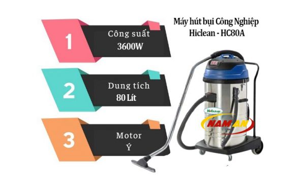 công suất máy hút bụi công nghiệp hiclean hc80a